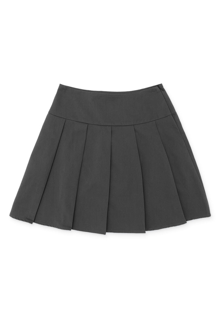 Pleated Short Skirt Grey